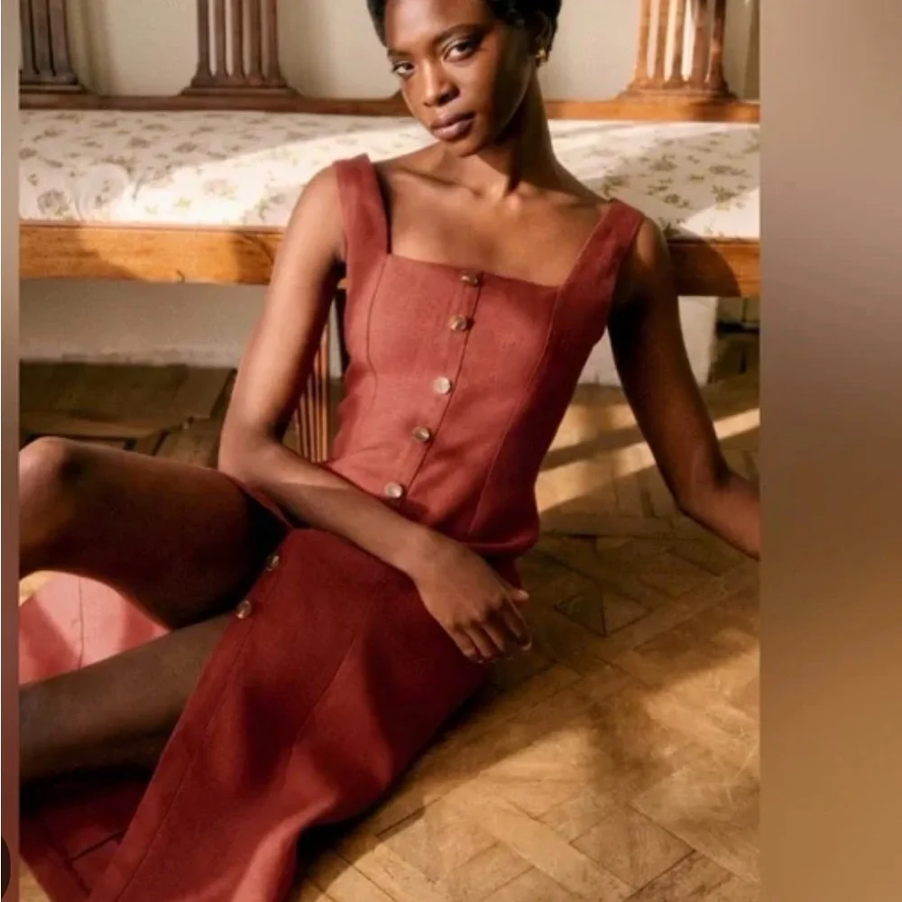 Sézane- Rust Button-Down Dress (Size 8/10/42) NWT - Picture 1 of 5